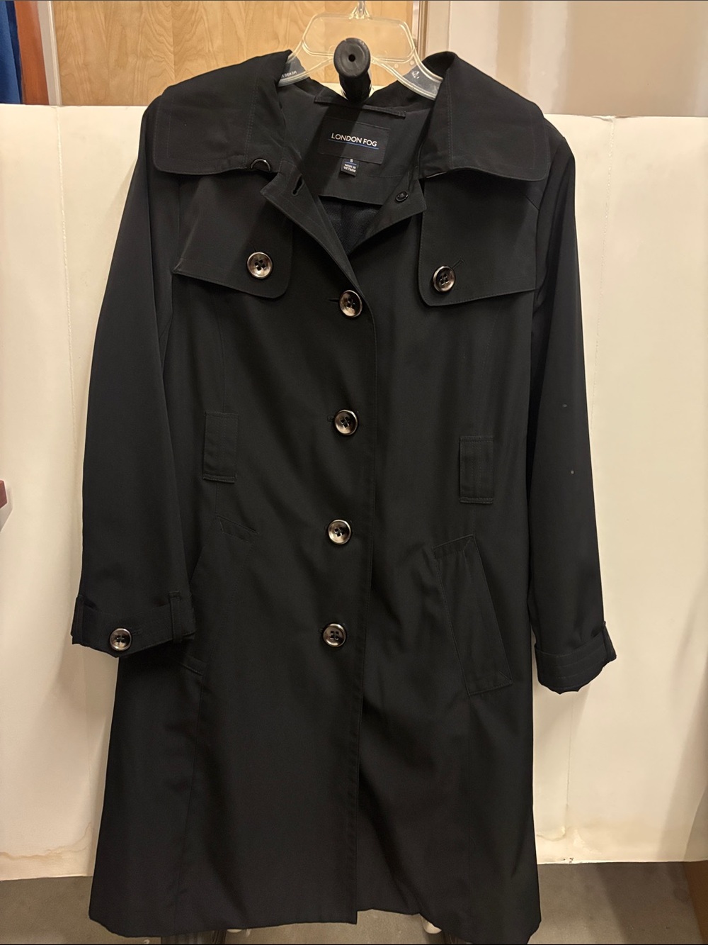 London Fog Black Single-Breasted Trench Coat